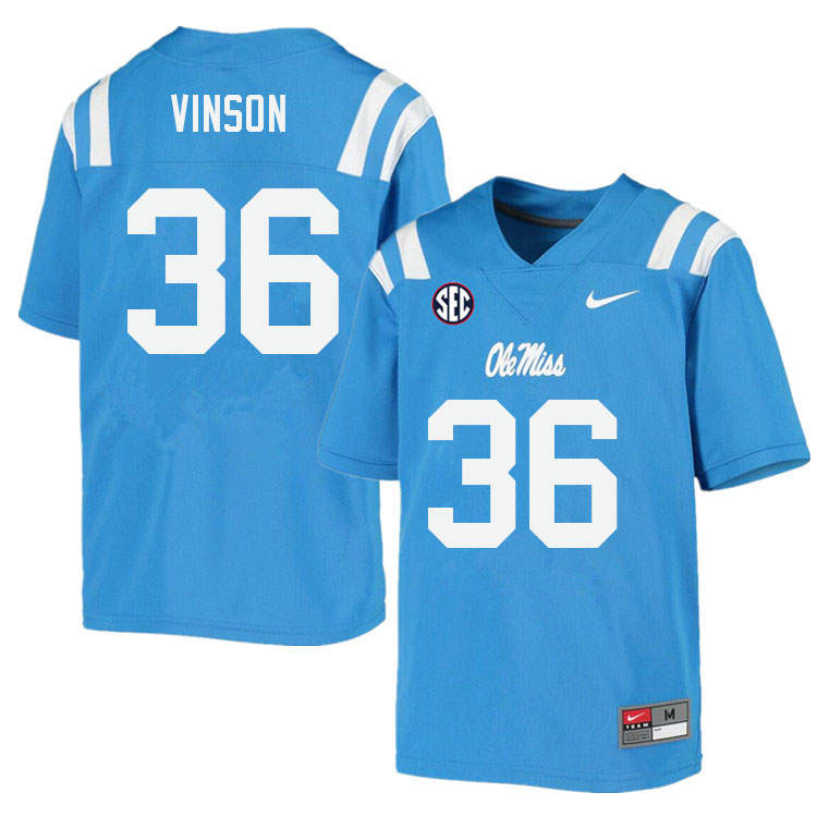 Rayf Vinson Ole Miss Rebels NCAA Men's Powder Blue #36 Stitched Limited College Football Jersey MZU7858WZ